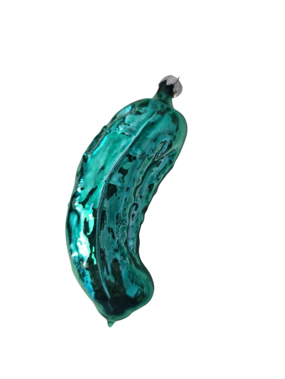 Vintage German Glass Green Pickle Christmas Ornament 4.5
